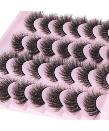 Wispy Lashes Natural False Eyelashes Fluffy 16mm Cat Eye Lashes Pack 5D 14 Pairs Fake Eyelashes by TNFVLONEINS B02 - Buy Online on SooperMarket.com