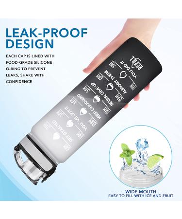 Enerbone 32oz Leakproof BPA-Free Water Bottle with Motivational Times & Straw - Gray-Black - Buy Online on SooperMarket.com