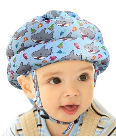 Baby Head Protector Baby Helmet for Crawling Walking Head Protection for Baby - No Bumps and Soft Cushion Infant Baby Safety Headguard I Toddler Helmets 1-2 Years Old 6-12 Months Shark