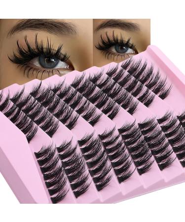 outopen Clusters Lashes Large Volume Flat Lash Cd Curl Manga Anime Cluster Individual Lashes Thai Style Fluffy And Thick Cat Eye Eyelash Extension DIY Eye Makeup (A03)
