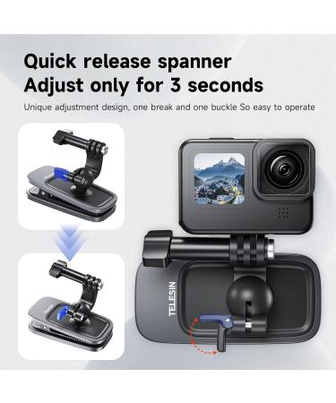 Telesin Upgrade Backpack Holder for GoPro Hero 11/10/9/8/7/6/5/4 & Insta360 X3/One X2 DJI Osmo Action 2 - Fast Clip 360 Compatibility - Buy Online on SooperMarket.com