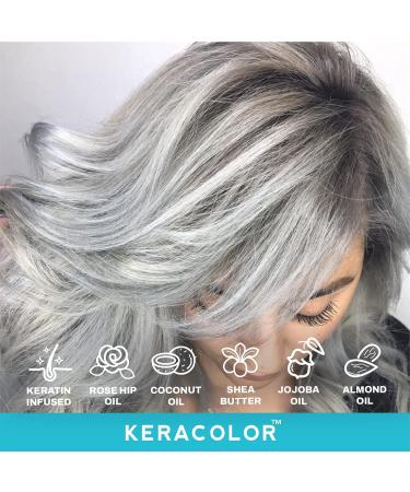 KERACOLOR Kit of 3-in-1 (Cleanse + Conditioner + Color) Silver Semi-Permanent Hair Dye and Finishing Hair Spray 10oz - Buy Online on SooperMarket.com