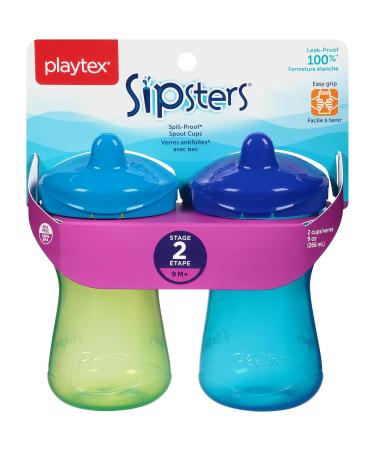 Playtex Sipsters Stage 2 Spill-Proof Spout Sippy Cups - 9oz - 2 Pack - Buy Online on SooperMarket.com