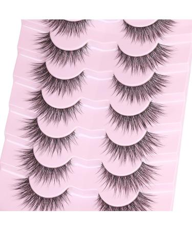 Handmade Lashes Clear Band Wispy False Eyelashes Natural Look 3D Faux Mink Lashes Wispies Natural Fake Lashes Cat Eye Strip Eyelashes Pack - Buy Online on SooperMarket.com