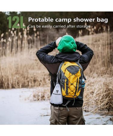 Teamaze 12L Portable Camping Shower with Auto Pressure Pump - Solar Shower for Beach, Camping & Hiking - Buy Online on SooperMarket.com