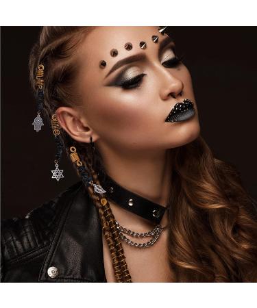 FRESHME Hair Clips for Braids Set - 6pcs Black Crystal Hair Jewelry Beads for Women and Girls - Medieval Viking Costume Decorations - Buy Online on SooperMarket.com