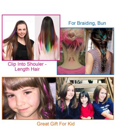20 Inch Colored Clip in Hair Extensions - 10pcs Straight Pink Fashion Hairpieces for Party Highlights - Buy Online on SooperMarket.com
