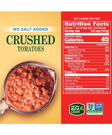 Hunt's Crushed Tomatoes No Salt Added 28 oz - Best Quality Tomatoes for Healthy Cooking - Buy Online on SooperMarket.com