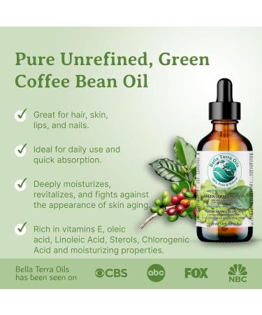 Green Coffee Bean Oil 236 ml Rich in Antioxidants Natural Moisturizer Versatile Use Bella Terra Oils  - Buy Online on SooperMarket.com