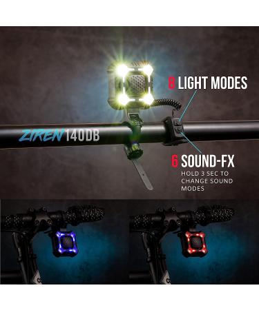 ZIREN 140dB Bike Horn with LED Light | Super Loud Electric Horn for Safety | Remote Switch & USB Rechargeable - Buy Online on SooperMarket.com
