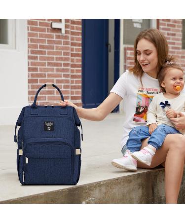 Stylish Pomelo Baby Diaper Backpack - Multifunctional Water-Repellent Large Capacity with Diaper Pad - New Blue Version - Buy Online on SooperMarket.com
