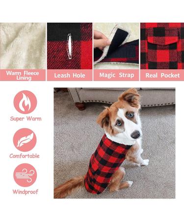 Malier Dog Winter Coat - Classic Plaid Fleece Jacket for Large Dogs - Red X-Large - Buy Online on SooperMarket.com