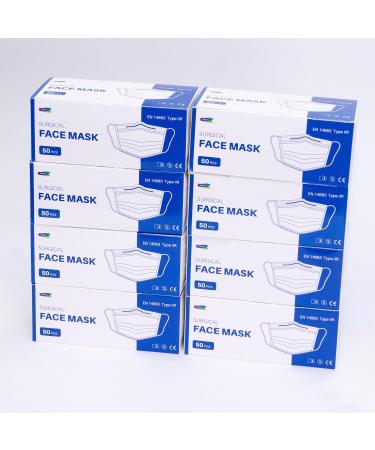 Show-me Type IIR fluid resistant surgical Face Masks Disposable Face Masks For Everyday Use Essential Face Mask For Bacterial protection Pack of 400 Colour - White One Size 8 count (Pack of 50) - Buy Online on SooperMarket.com