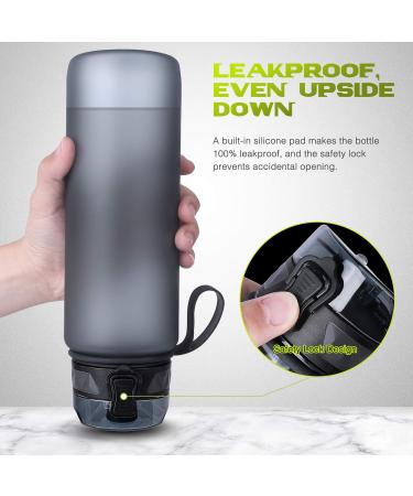 Fulter 1L Sport Water Bottle - BPA Free Non-Slip Grip Perfect for Outdoor Gym & School - Gray - Buy Online on SooperMarket.com
