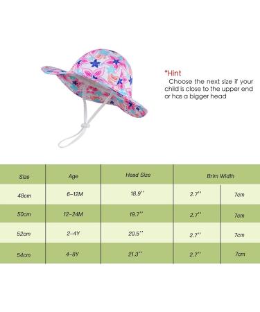 LANGZHEN Baby Girls Beach Sun Hat with Chin Strap | Adjustable Toddler Kids Wide Brim Summer Play Hat | Maple Leaves Design | 1-2 Years - Buy Online on SooperMarket.com