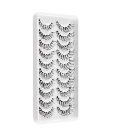 Shop HICOCU Russian Strip Lashes - Fluffy D DD Curl Mink Eyelashes 10 Pairs Reusable Fake Lashes for Natural Looks - Buy Online on SooperMarket.com