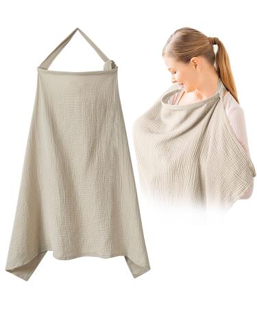 Nursing apron Darryy nursing cover for on the go muslin nursing cover for babies breathable 75 x 95 cm nursing scarf nursing cover cotton nursing cover for breastfeeding multi-purpose (khaki)