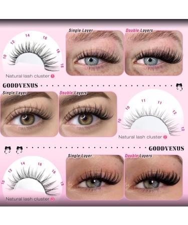 Goddvenus Lash Clusters Kit - Wispy Individual Eyelash Extensions C Curl Fluffy Waterproof Lashes (165pcs 10-18mm) - DIY Beauty Essentials for Stunning Eyes - Buy Online on SooperMarket.com