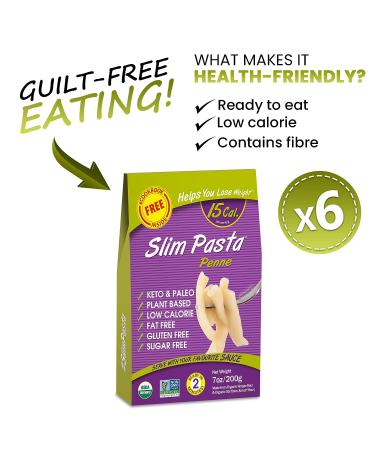 Keto Organic Konjac Penne Pasta - Zero Carb, Sugar & Gluten Free | Plant Based Vegan Diet | Konjac Flour & Oat Fiber | Healthy Instant Meal (200g) Pack of 6 - Buy Online on SooperMarket.com