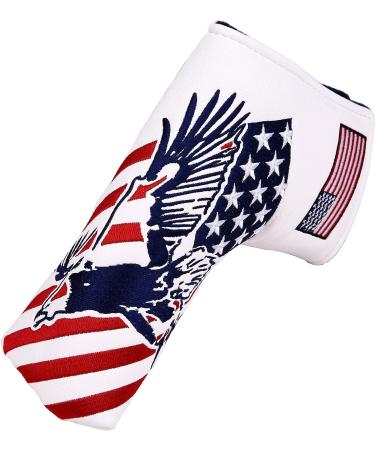 USA Flag and Eagle Golf Head Cover Set - Driver, Wood, Hybrid, Iron, Mallet Putter - Buy Online on SooperMarket.com