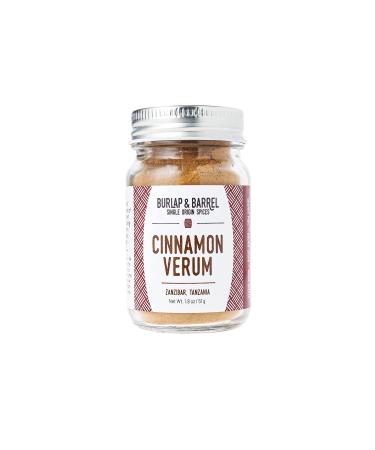 Burlap & barrel - Cinnamon Verum - As seen on Shark Tank! Herbal & a little Savory, notes of Pine, Citrus Peel, Sea Salt - Perfect for tomato sauces, stews, chili, and bbq rubs. 1.8oz Glass Jar