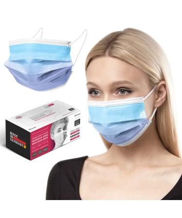 HARD 50 pieces Disposable Face Masks | Made in Germany | Type IIR & CE certified | Breathable Triple Layer - Filtration 99 78% | Elastic Earloops | Mouth Cover - Adults - Rainbow Turquoise 50 Piece standard size (17 5 cm x 9 5 cm) Rainbow Turquoise