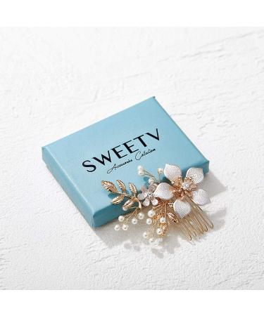 SWEETV Gold Flower Girl Headpiece - Princess Wedding Hair Comb for Birthday Party, Photography, Communion - Buy Online on SooperMarket.com