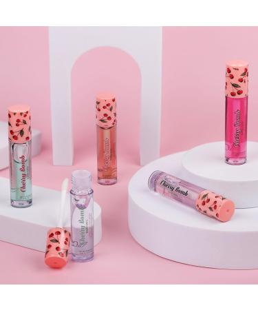 Expressions 5pc Cherry Bomb Lip Oil Set | Healing Cherry Infused Lip Care & Repair with Precision Applicator - Buy Online on SooperMarket.com