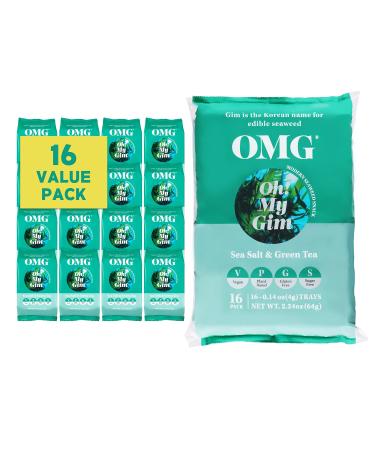 16 pack Oh!My Gim Seaweed Snack sea salt & green tea vegan healthy seatang snacks South Korea premium dried algae chip dry vegetables sea algae chips Korean foods