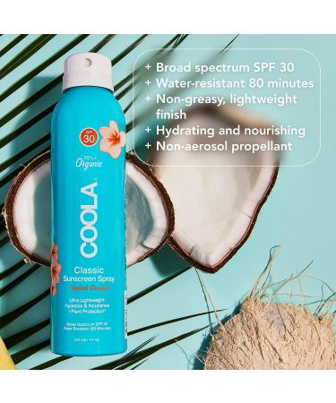 COOLA Organic Sunscreen SPF 30 Sunblock Spray - Daily Protection, Tropical Coconut - 6 Fl Oz - Buy Online on SooperMarket.com