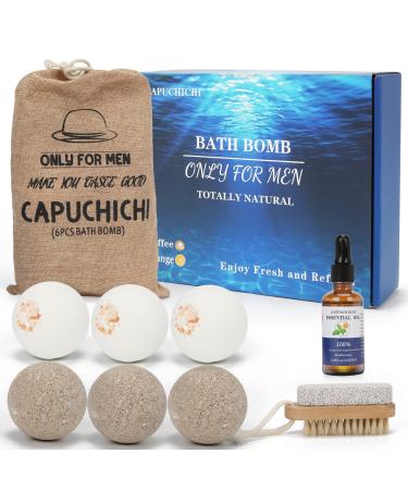 Totally Natural Men's Gift Set of 8  6pcs of Coffee and Orange Bath Bomb for Calming and Refreshing