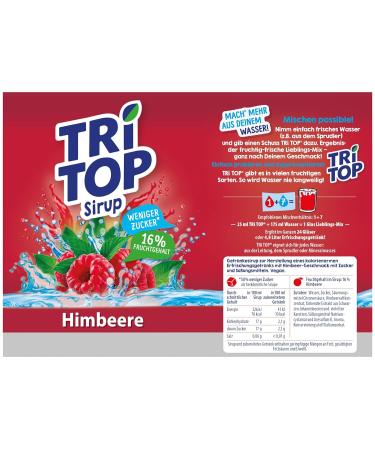 Tri Top Raspberry Low-Calorie Syrup - Refreshing Drink Cocktails & Desserts - Little Sugar 6 x 600ml - Buy Online on SooperMarket.com