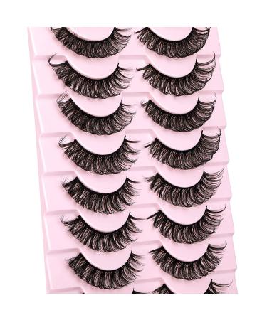 False Eyelashes Russian Strip Lashes D Curl 10 Pairs - Fluffy Extension Volume & Faux Mink Pack - 2 Styles Mixed - Dazzle with Style i-i - Buy Online on SooperMarket.com