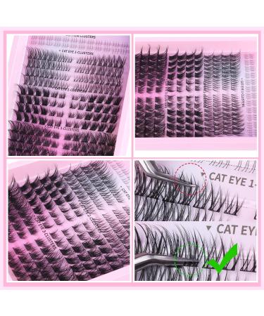 Cat Eye Lash Clusters - Natural Wispy Eyelash Extensions C Curl | DIY False Eyelashes by Geeneiya (192 Pcs 12 Pairs) - Shop Now - Buy Online on SooperMarket.com