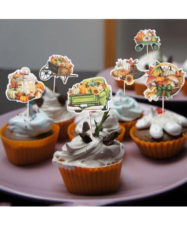 Rsstarxi 36 Pack Pumpkin Thanksgiving Cupcake Toppers Pumpkin Maple Fall Harvest Themed Cupcake Picks Decorations for Thanksgiving Fall Themed Turkey Autumn Party Cake Decorations Style 10 Orange - Buy Online on SooperMarket.com