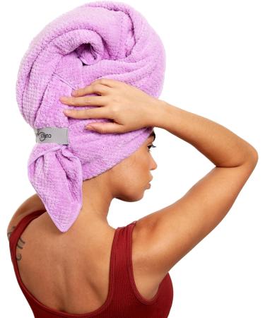 Curly Girl Microfiber Hair Towel with Strap - Fast Drying Anti-Frizz Waffle Design for Curly Hair - Lavender - Buy Online on SooperMarket.com