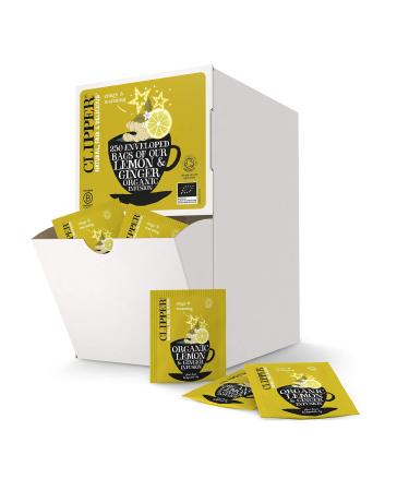 Clipper Organic Lemon & Ginger Tea Bags | 250 Individually Wrapped Teabags | Bulk Buy Home & Catering | Caffeine-Free Herbal Tea Bags | Eco-Conscious Natural Unbleached & Biodegradable 250 Count (Pack of 1)