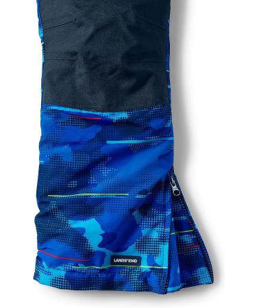 Lands' End Kids Slim Squall Waterproof Iron Knee Bib Snow Pants 14 Cobalt Camo | Waterproof & Durable Snow Pants for Boys - Buy Online on SooperMarket.com