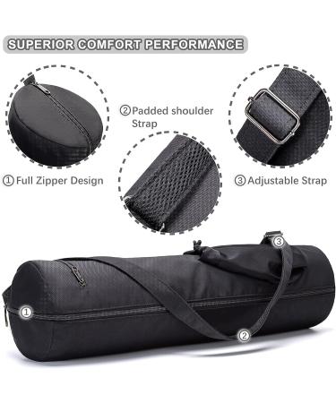 HAGUSU Waterproof Yoga Mat Bag with 2 Pockets, Adjustable Shoulder Strap - Black - Buy Online on SooperMarket.com