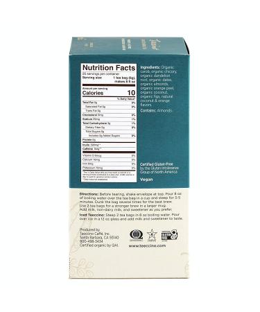Teeccino Dandelion Coconut Herbal Tea | Caffeine-Free & Prebiotic | Detoxifying Dandelion Root | 25 Tea Bags | 25 Count Pack - Buy Online on SooperMarket.com