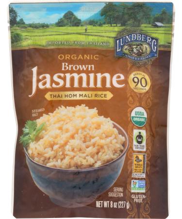 Lundberg Family Farms Organic Brown Jasmine Rice, Thai Hom Mali, 8 Ounce (Pack of 1) Brown Jasmine 8 Ounce (Pack of 1)