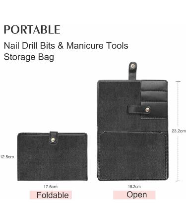 Nail Drill Bit Holder Organizer 33 Holes Nail Drill Bit Holder Wallet Storage Bag for Manicure Tools Efile Nail Grinding Bits Display Portable for Travel or Home (HJ-ZP013-Black) - Buy Online on SooperMarket.com