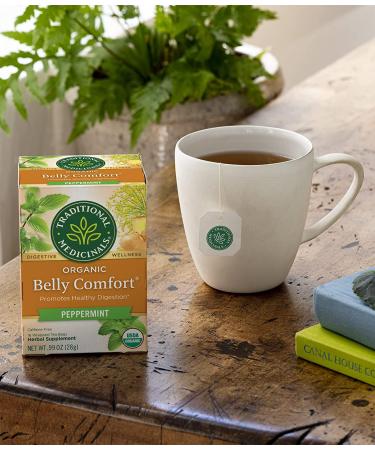 Traditional Medicinals Organic Belly Comfort Tea - Caffeine-Free Peppermint, 16 Wrapped Bags (0.99 oz) - Buy Online on SooperMarket.com
