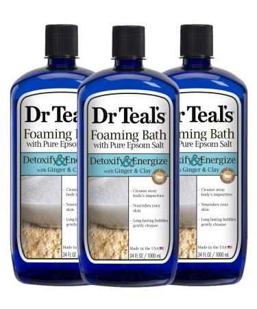 Dr Teal's Foaming Bath 3-Pack (102 Fl Oz Total) Ginger & Clay