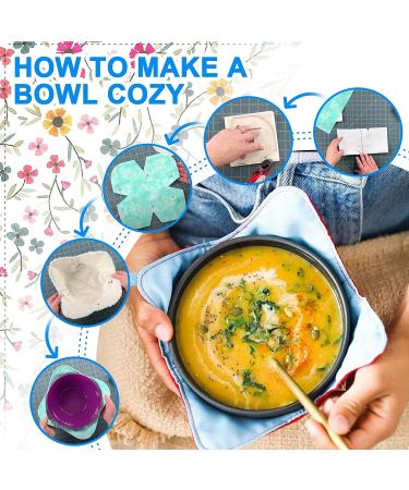 Bowl Cozy Template Set with 3 Sizes and Cutting Ruler - Sewing Pattern, 40 Pins, User Manual Included - Buy Online on SooperMarket.com