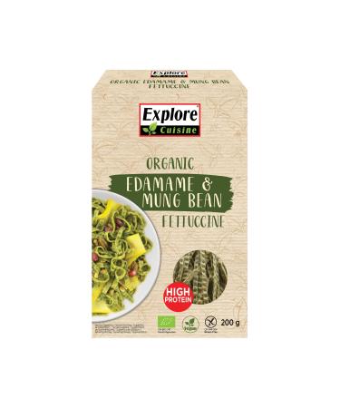 Explore Cuisine Bio Fettuccine from Edamame (green soybeans) and mung beans - gluten -free pasta vegetable protein pasta without additives little carbohydrates vegan 200g 200 g (1 Pack)