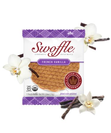 Stroopwafel Dutch Waffle, Gluten Free Waffle Cookies, Organic Individually Wrapped Kosher Waffles, Non GMO, Soy Free, Nut Free, French Vanilla Flavor, 16 Count – Swoffle