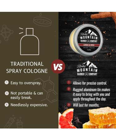 Rocky Mountain Barber Company Solid Cologne for Men Citrus & Spice Scent 2 Oz Size - Made with Coconut Oil Shea Butter - Long-Lasting Scent - Buy Online on SooperMarket.com