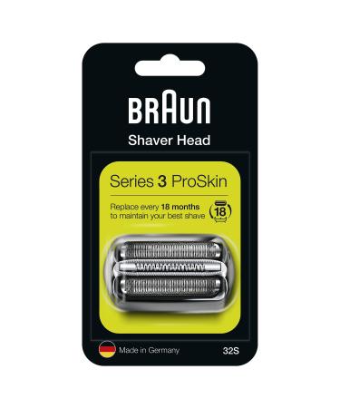 Braun Series 3 Electric Shaver Replacement Head Easily Attach Your New Shaver Head Compatible With All Series 3 ProSkin Electric Shavers 32S Silver Single