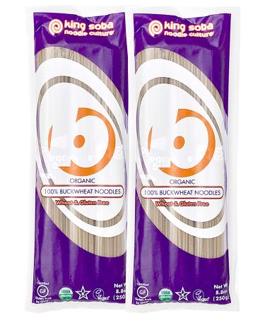 King Soba 2-PACK Gluten Free & Organic 100% Buckwheat Pasta Noodles 8.8oz - 3 Servings Per Pack